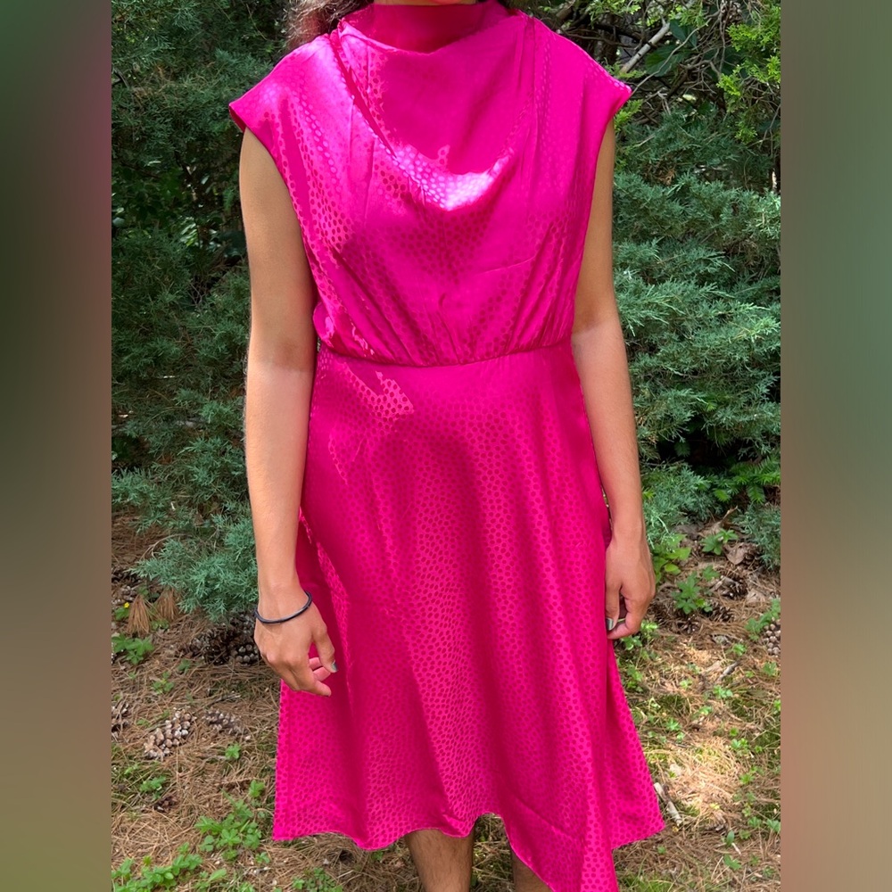 Hot Pink Sleeveless Dress, Size 4P, Ann Taylor, Like New, Barely Used